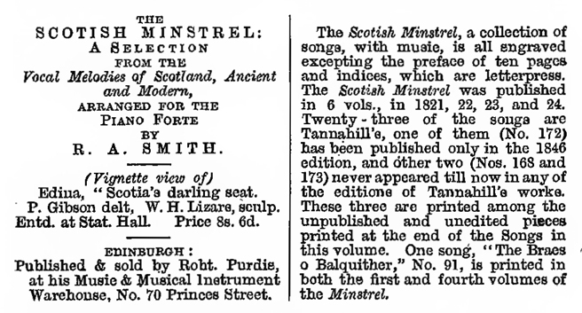 R.A. Smith's "Scotish Minstrel", 1822